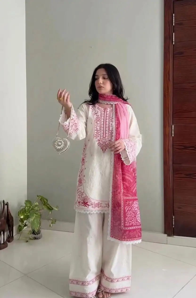 AD 233 White in White Satin Rayon Digital Print & Embroidery Work Salwar Suit . Festive Deal ₹2449. Delivery 4-6 Working Days. Shop now. | Casual Suits, Jump Suits, Creative suits, Designer Suits, Palazzo Suits, Party Wear Suits, Patiala Suits, Salwar suit, Straight Suits