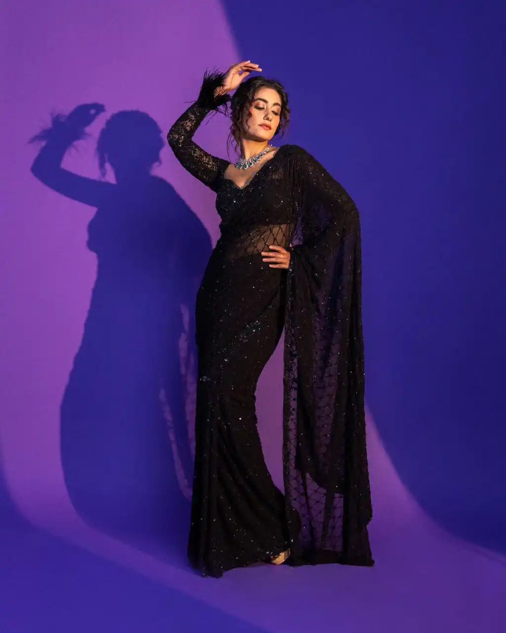 NC 5295 Black Soft Net Saree with Sequins Work & Embroidery Work. Available at ₹1749 only. Delivery 4-6 Working Days. Shop now. | Creative Sarees, Bollywood Sarees, Designer Sarees, Embroidered Sarees, Ethnic Saree, Modern Digital sarees, Party Wear Sarees, Sarees