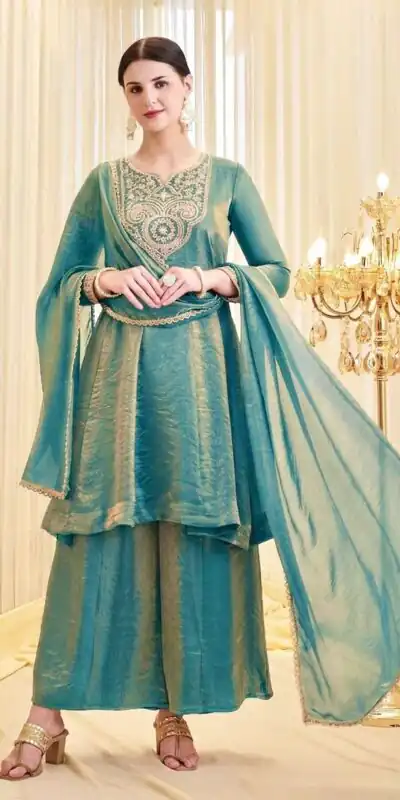 KF 1727 Blue Fandy Silk Salwar Suit Perfect for Wedding, Party, Family Gatherings, Onam, Engagement – . Affordable Price ₹1849. Delivery 4-6 Working Da | Casual Suits, Jump Suits, Creative suits, Designer Suits, Palazzo Suits, Party Wear Suits, Patiala Suits, Salwar suit, Straight Suits