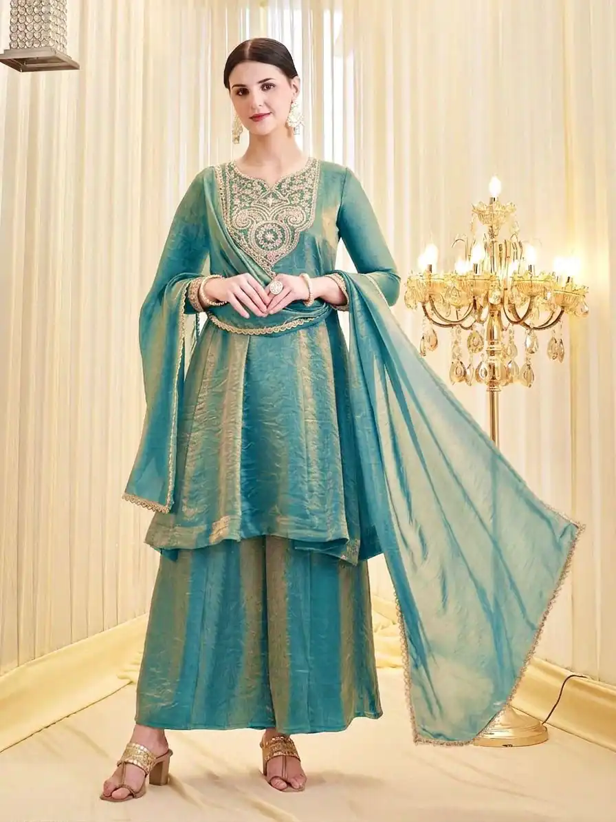 KF 1727 Blue Fandy Silk Salwar Suit Perfect for Wedding, Party, Family Gatherings, Onam, Engagement – . Affordable Price ₹1849. Delivery 4-6 Working Da | Casual Suits, Jump Suits, Creative suits, Designer Suits, Palazzo Suits, Party Wear Suits, Patiala Suits, Salwar suit, Straight Suits