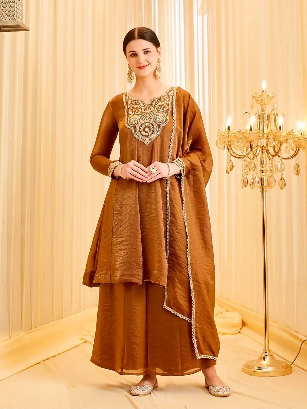 KF 1727 Brown Fandy Silk Salwar Suit Perfect for Wedding, Party, Family Gatherings, Onam, Engagement – . Affordable Price ₹1849. Delivery 4-6 Working Da | Casual Suits, Jump Suits, Creative suits, Designer Suits, Palazzo Suits, Party Wear Suits, Patiala Suits, Salwar suit, Straight Suits