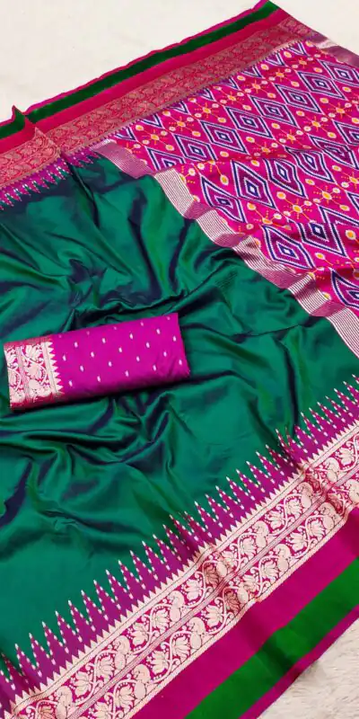 MB 261 Green | Purple Soft Crafted Saree with Moti Work & Zari Work. Now at just ₹1999. Delivery 4-6 Working Days. Shop now. | Creative Sarees, Bollywood Sarees, Designer Sarees, Embroidered Sarees, Ethnic Saree, Modern Digital sarees, Party Wear Sarees, Sarees