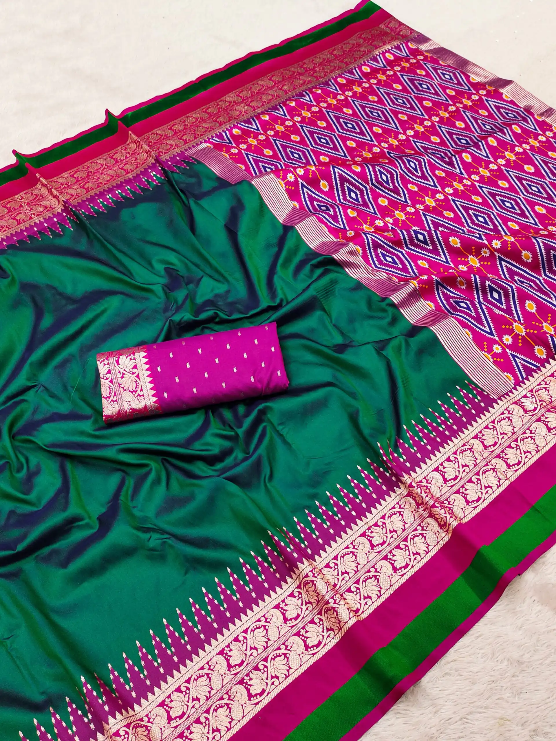 MB 261 Green | Purple Soft Crafted Saree with Moti Work & Zari Work. Now at just ₹1999. Delivery 4-6 Working Days. Shop now. | Creative Sarees, Bollywood Sarees, Designer Sarees, Embroidered Sarees, Ethnic Saree, Modern Digital sarees, Party Wear Sarees, Sarees