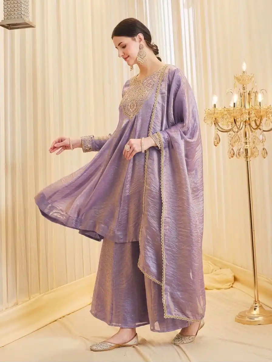 KF 1727 Lavender Fandy Silk Salwar Suit Perfect for Wedding, Party, Family Gatherings, Onam, Engagement – . Affordable Price ₹1849. Delivery 4-6 Working Da | Casual Suits, Jump Suits, Creative suits, Designer Suits, Palazzo Suits, Party Wear Suits, Patiala Suits, Salwar suit, Straight Suits