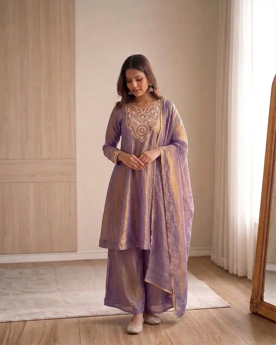 KF 1727 Lavender Fandy Silk Salwar Suit Perfect for Wedding, Party, Family Gatherings, Onam, Engagement – . Affordable Price ₹1849. Delivery 4-6 Working Da | Casual Suits, Jump Suits, Creative suits, Designer Suits, Palazzo Suits, Party Wear Suits, Patiala Suits, Salwar suit, Straight Suits