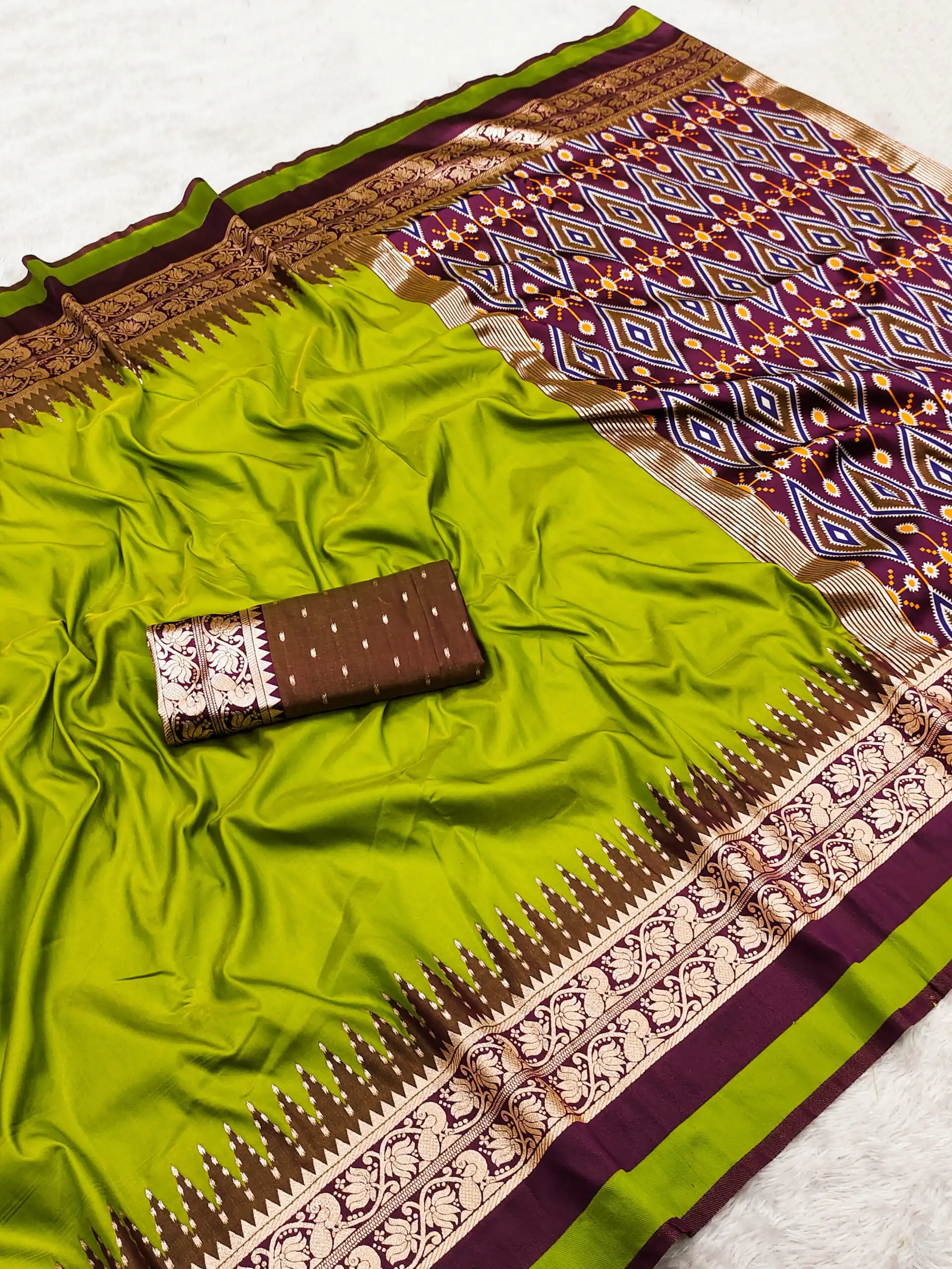 MB 261 Mehandi | Purple Soft Crafted Saree with Moti Work & Zari Work. Now at just ₹1999. Delivery 4-6 Working Days. Shop now. | Creative Sarees, Bollywood Sarees, Designer Sarees, Embroidered Sarees, Ethnic Saree, Modern Digital sarees, Party Wear Sarees, Sarees