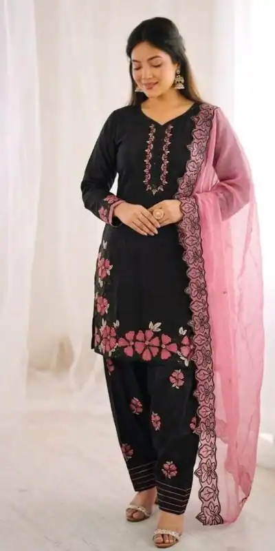 SR 1709 Pink Color Roman Silk Salwar Suit with Embroidery Work. Available at ₹2399 only. Delivery 4-6 Working Days. Shop now. | Casual Suits, Jump Suits, Creative suits, Designer Suits, Palazzo Suits, Party Wear Suits, Patiala Suits, Salwar suit, Straight Suits