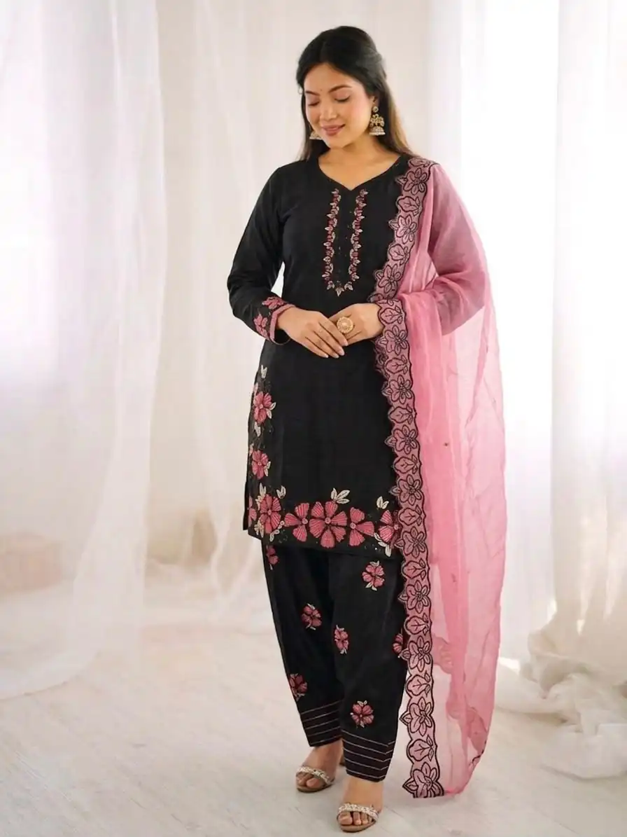 SR 1709 Pink Color Roman Silk Salwar Suit with Embroidery Work. Available at ₹2399 only. Delivery 4-6 Working Days. Shop now. | Casual Suits, Jump Suits, Creative suits, Designer Suits, Palazzo Suits, Party Wear Suits, Patiala Suits, Salwar suit, Straight Suits