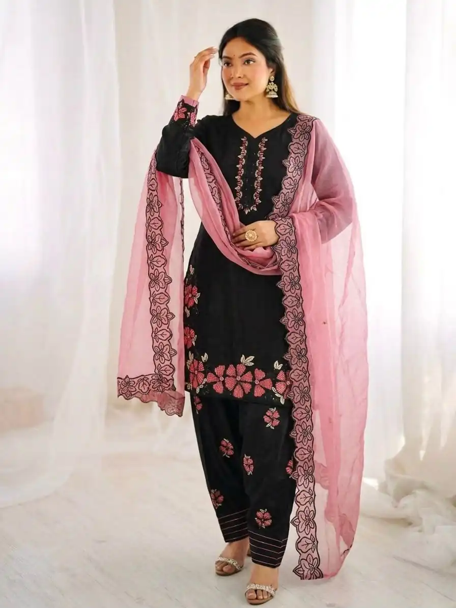 SR 1709 Pink Color Roman Silk Salwar Suit with Embroidery Work. Available at ₹2399 only. Delivery 4-6 Working Days. Shop now. | Casual Suits, Jump Suits, Creative suits, Designer Suits, Palazzo Suits, Party Wear Suits, Patiala Suits, Salwar suit, Straight Suits