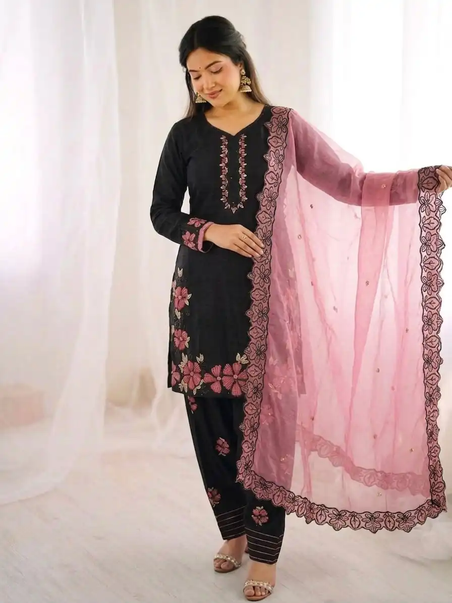SR 1709 Pink Color Roman Silk Salwar Suit with Embroidery Work. Available at ₹2399 only. Delivery 4-6 Working Days. Shop now. | Casual Suits, Jump Suits, Creative suits, Designer Suits, Palazzo Suits, Party Wear Suits, Patiala Suits, Salwar suit, Straight Suits
