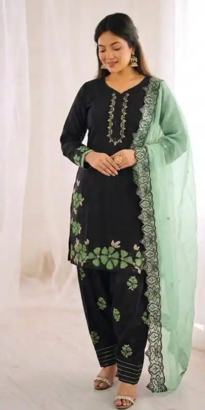SR 1709 Pista Color Roman Silk Salwar Suit with Embroidery Work. Available at ₹2399 only. Delivery 4-6 Working Days. Shop now. | Casual Suits, Jump Suits, Creative suits, Designer Suits, Palazzo Suits, Party Wear Suits, Patiala Suits, Salwar suit, Straight Suits