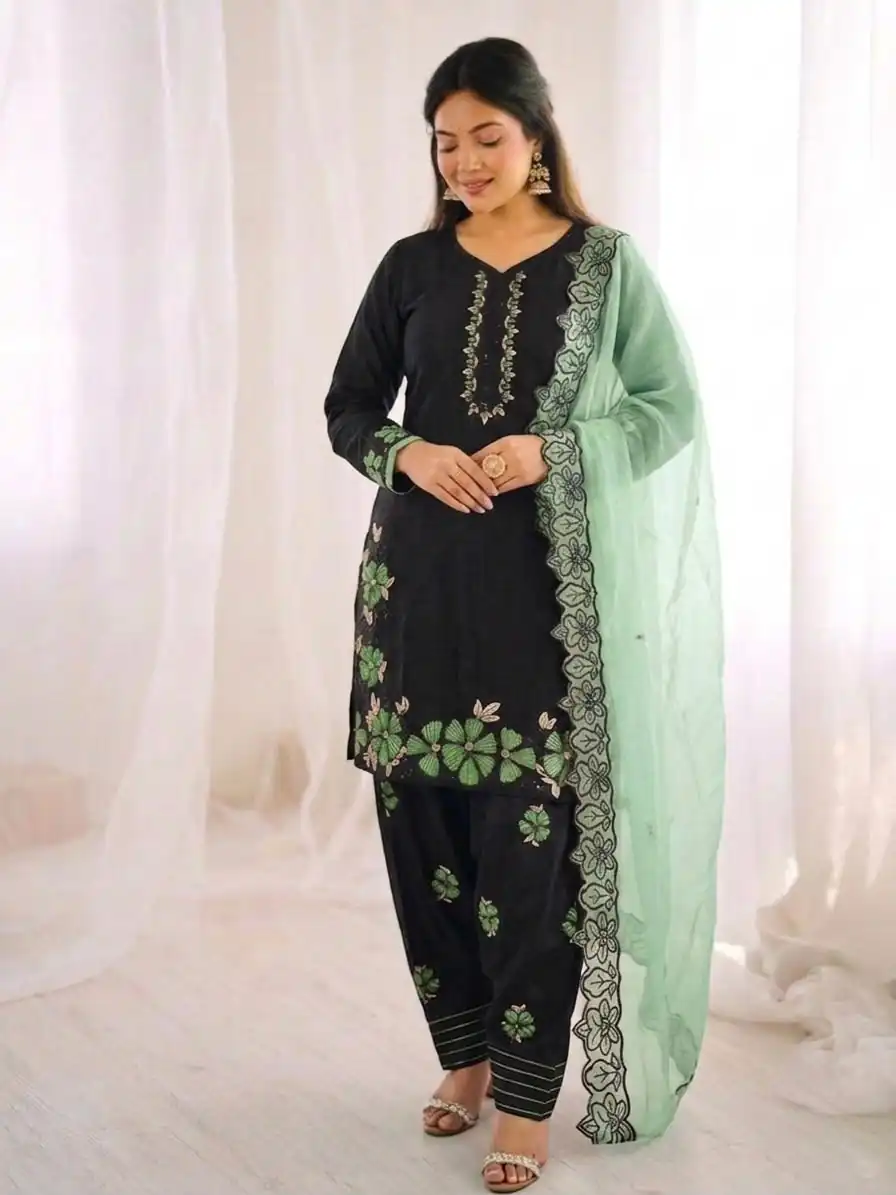 SR 1709 Pista Color Roman Silk Salwar Suit with Embroidery Work. Available at ₹2399 only. Delivery 4-6 Working Days. Shop now. | Casual Suits, Jump Suits, Creative suits, Designer Suits, Palazzo Suits, Party Wear Suits, Patiala Suits, Salwar suit, Straight Suits