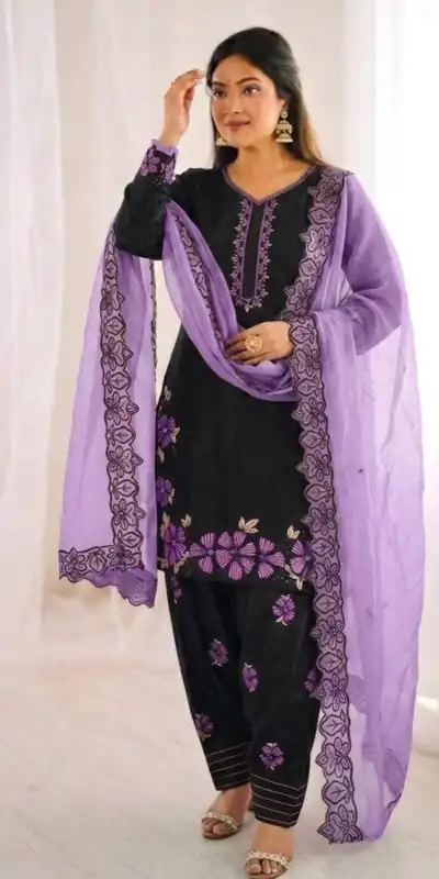 SR 1709 Purple Color Roman Silk Salwar Suit with Embroidery Work. Available at ₹2399 only. Delivery 4-6 Working Days. Shop now. | Casual Suits, Jump Suits, Creative suits, Designer Suits, Palazzo Suits, Party Wear Suits, Patiala Suits, Salwar suit, Straight Suits