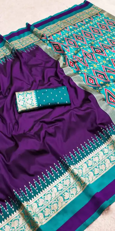 MB 261 Purple | Purple Soft Crafted Saree with Moti Work & Zari Work. Now at just ₹1999. Delivery 4-6 Working Days. Shop now. | Creative Sarees, Bollywood Sarees, Designer Sarees, Embroidered Sarees, Ethnic Saree, Modern Digital sarees, Party Wear Sarees, Sarees