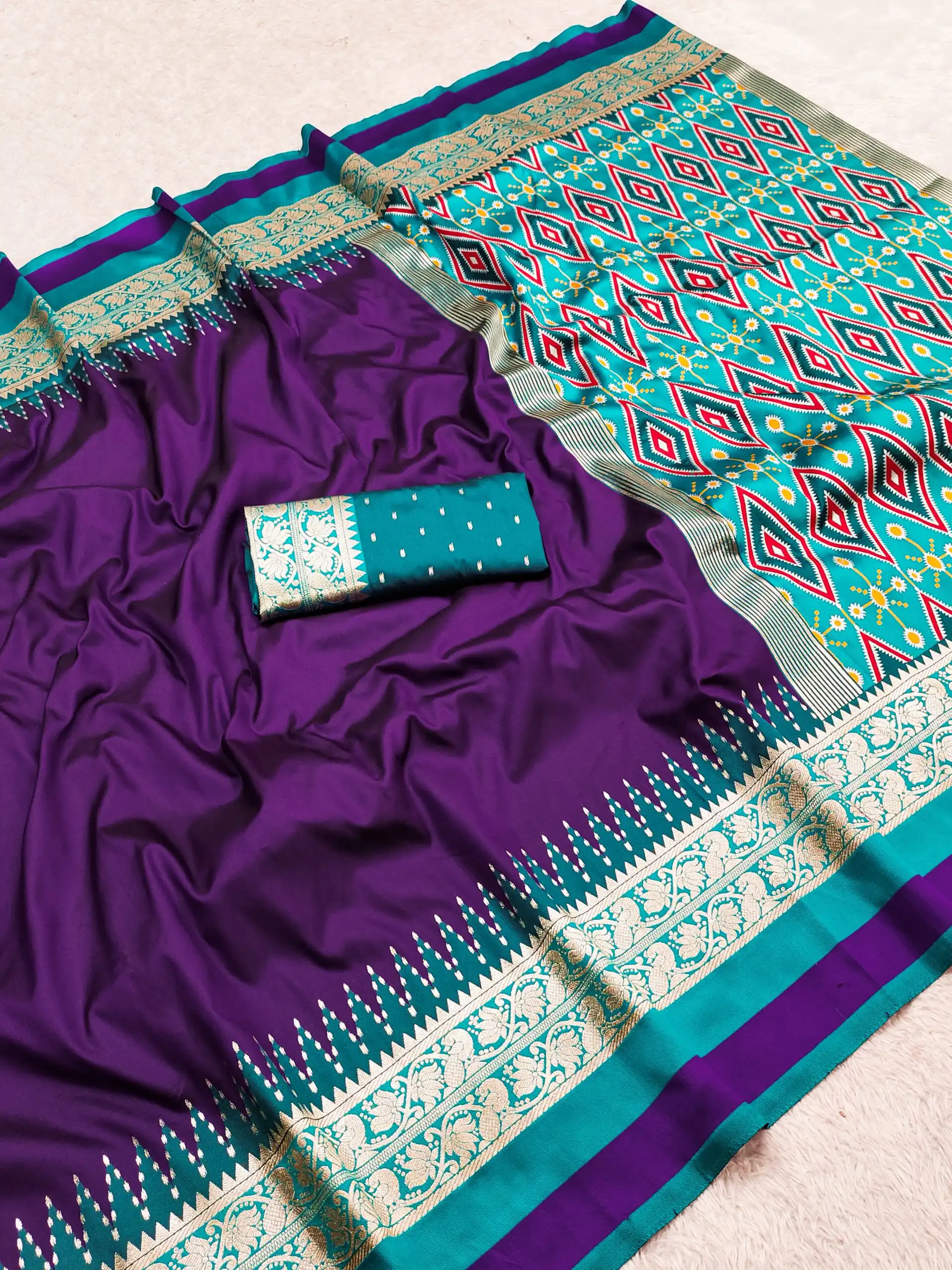 MB 261 Purple | Purple Soft Crafted Saree with Moti Work & Zari Work. Now at just ₹1999. Delivery 4-6 Working Days. Shop now. | Creative Sarees, Bollywood Sarees, Designer Sarees, Embroidered Sarees, Ethnic Saree, Modern Digital sarees, Party Wear Sarees, Sarees