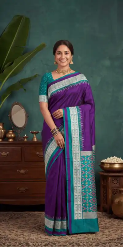 MB 261 Purple | Purple Soft Crafted Saree with Moti Work & Zari Work. Now at just ₹1999. Delivery 4-6 Working Days. Shop now. | Creative Sarees, Bollywood Sarees, Designer Sarees, Embroidered Sarees, Ethnic Saree, Modern Digital sarees, Party Wear Sarees, Sarees