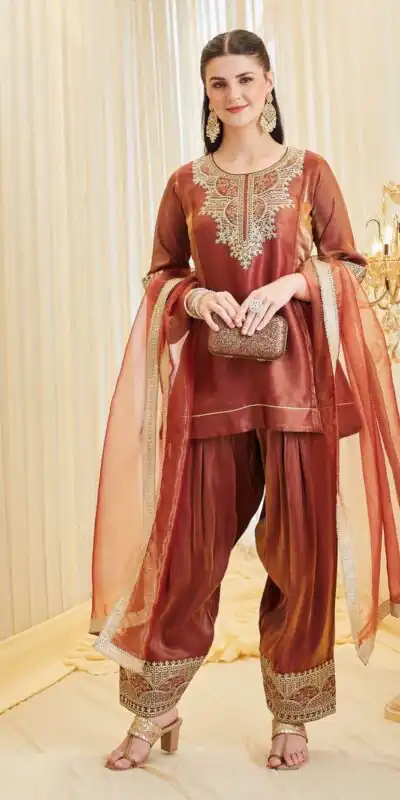 KF 1728 Rust Silk Salwar Suit Perfect for Wedding, Party, Family Gatherings, Onam, Engagement – . Affordable Price ₹2099. Delivery 4-6 Working Da | Casual Suits, Jump Suits, Creative suits, Designer Suits, Palazzo Suits, Party Wear Suits, Patiala Suits, Salwar suit, Straight Suits