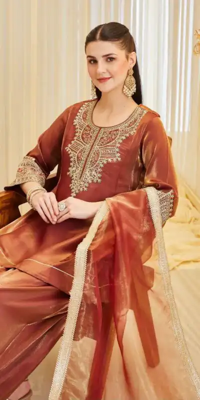 KF 1728 Rust Silk Salwar Suit Perfect for Wedding, Party, Family Gatherings, Onam, Engagement – . Affordable Price ₹2099. Delivery 4-6 Working Da | Casual Suits, Jump Suits, Creative suits, Designer Suits, Palazzo Suits, Party Wear Suits, Patiala Suits, Salwar suit, Straight Suits