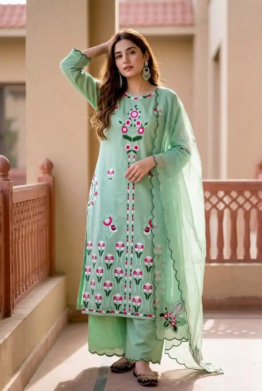 KF 1730 Sea Green Vertical Salwar Suit with Cut Work & Embroidery Work. Get it for ₹2099. Delivery 4-6 Working Days. Shop now. | Casual Suits, Jump Suits, Creative suits, Designer Suits, Palazzo Suits, Party Wear Suits, Patiala Suits, Salwar suit, Straight Suits