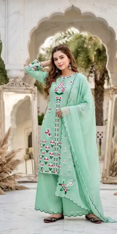 KF 1730 Sea Green Vertical Salwar Suit with Cut Work & Embroidery Work. Get it for ₹2099. Delivery 4-6 Working Days. Shop now. | Casual Suits, Jump Suits, Creative suits, Designer Suits, Palazzo Suits, Party Wear Suits, Patiala Suits, Salwar suit, Straight Suits