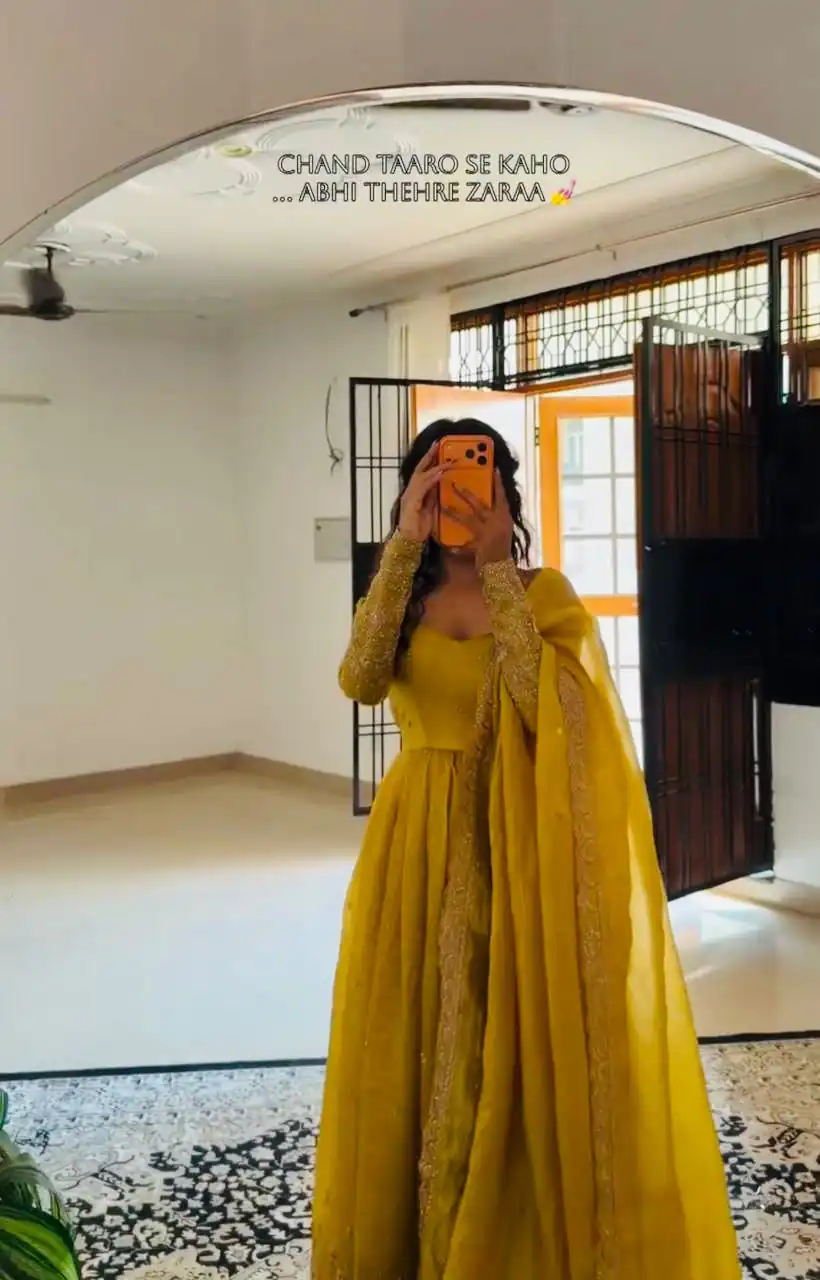ZF 6012 Yellow in Gold Crush Zari Work & Embroidery Work Gown . Affordable Price ₹2149. Delivery 4-6 Working Days. Shop now. | Bollywood Gowns, Creative Gowns, Designer Gowns, Embroidered Gowns, Gowns, Party Wear Gowns