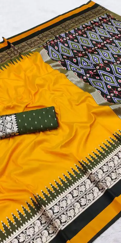 MB 261 Yellow | Purple Soft Crafted Saree with Moti Work & Zari Work. Now at just ₹1999. Delivery 4-6 Working Days. Shop now. | Creative Sarees, Bollywood Sarees, Designer Sarees, Embroidered Sarees, Ethnic Saree, Modern Digital sarees, Party Wear Sarees, Sarees