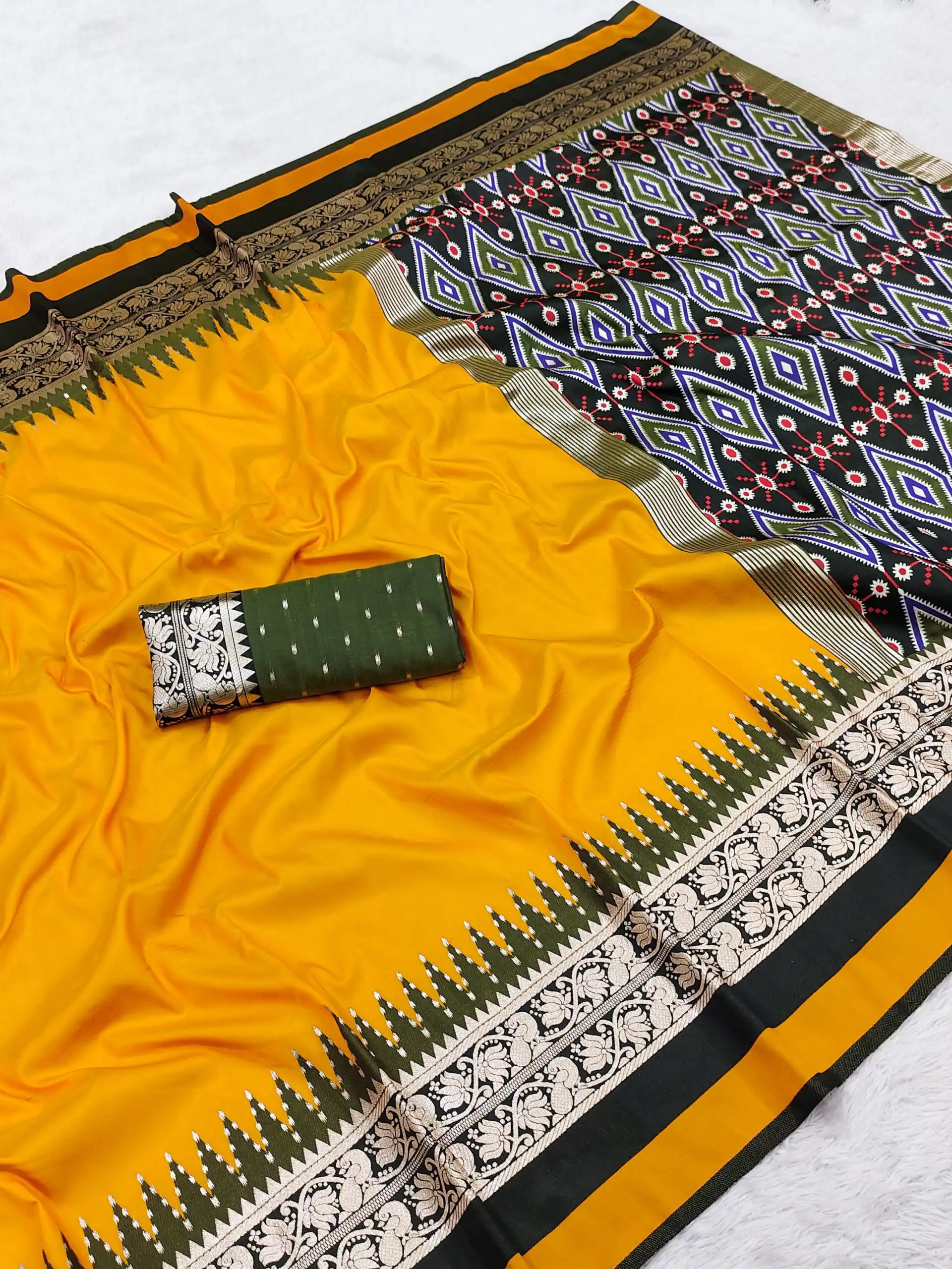 MB 261 Yellow | Purple Soft Crafted Saree with Moti Work & Zari Work. Now at just ₹1999. Delivery 4-6 Working Days. Shop now. | Creative Sarees, Bollywood Sarees, Designer Sarees, Embroidered Sarees, Ethnic Saree, Modern Digital sarees, Party Wear Sarees, Sarees