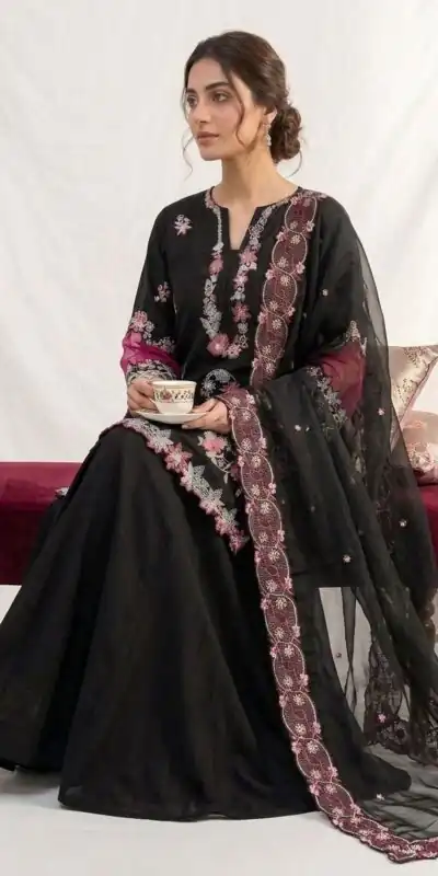 LG 2116 Black Crape Silk with Embroidery Work Salwar Suit . Introductory Price ₹2149. Delivery 4-6 Working Days. Shop now. | Casual Suits, Jump Suits, Creative suits, Designer Suits, Palazzo Suits, Party Wear Suits, Patiala Suits, Salwar suit, Straight Suits