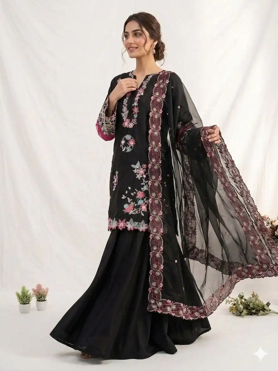 LG 2116 Black Crape Silk with Embroidery Work Salwar Suit . Introductory Price ₹2149. Delivery 4-6 Working Days. Shop now. | Casual Suits, Jump Suits, Creative suits, Designer Suits, Palazzo Suits, Party Wear Suits, Patiala Suits, Salwar suit, Straight Suits