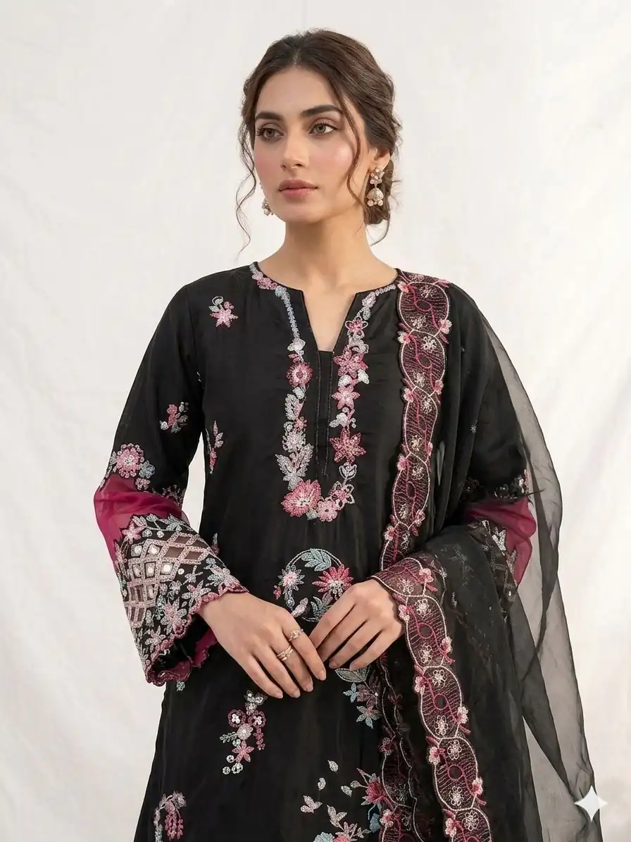 LG 2116 Black Crape Silk with Embroidery Work Salwar Suit . Introductory Price ₹2149. Delivery 4-6 Working Days. Shop now. | Casual Suits, Jump Suits, Creative suits, Designer Suits, Palazzo Suits, Party Wear Suits, Patiala Suits, Salwar suit, Straight Suits