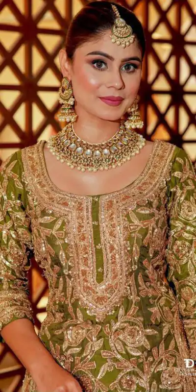 ZD 10095 Mehendi | Chinon Silk Salwar Suit with Sequins Work & Embroidery Work. Exclusive Offer ₹2449. Delivery 4-6 Working Days. Shop now. | Casual Suits, Jump Suits, Creative suits, Designer Suits, Palazzo Suits, Party Wear Suits, Patiala Suits, Salwar suit, Straight Suits