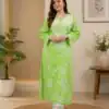 MF 1130 Parrot Green in Colour Poly Cotton Chikenkari Work & Lace Work Kurti . Festive Deal ₹1499. Delivery 4-6 Working Days. Shop now. | Bollywood Kurti, Creative Kurtis, Designer Kurti, Kurti, Party Wear Kurti, Selfie Kurti