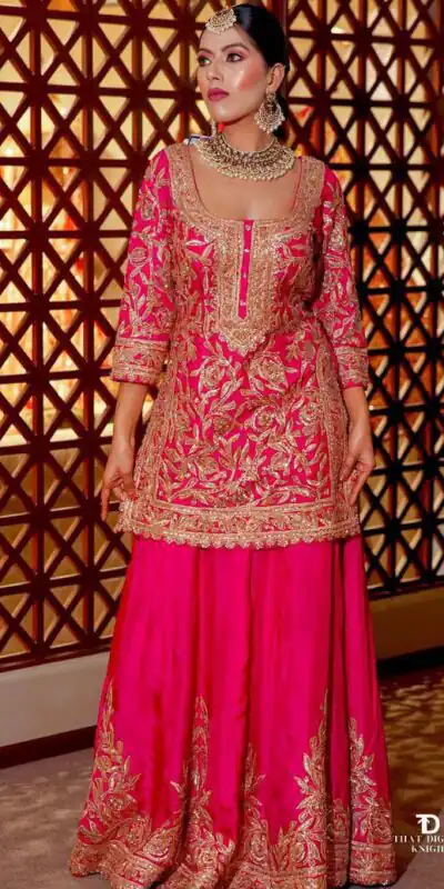 ZD 10095 Pink | Pink Chinon Silk Salwar Suit with Sequins Work & Embroidery Work. Exclusive Offer ₹2449. Delivery 4-6 Working Days. Shop now. | Casual Suits, Jump Suits, Creative suits, Designer Suits, Palazzo Suits, Party Wear Suits, Patiala Suits, Salwar suit, Straight Suits