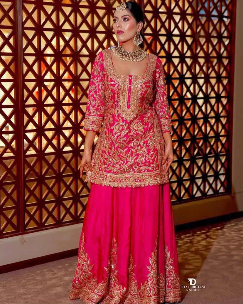 ZD 10095 Pink | Pink Chinon Silk Salwar Suit with Sequins Work & Embroidery Work. Exclusive Offer ₹2449. Delivery 4-6 Working Days. Shop now. | Casual Suits, Jump Suits, Creative suits, Designer Suits, Palazzo Suits, Party Wear Suits, Patiala Suits, Salwar suit, Straight Suits