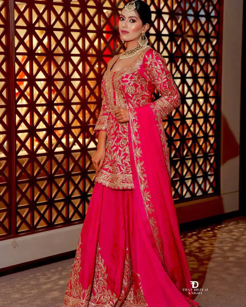 ZD 10095 Pink | Pink Chinon Silk Salwar Suit with Sequins Work & Embroidery Work. Exclusive Offer ₹2449. Delivery 4-6 Working Days. Shop now. | Casual Suits, Jump Suits, Creative suits, Designer Suits, Palazzo Suits, Party Wear Suits, Patiala Suits, Salwar suit, Straight Suits