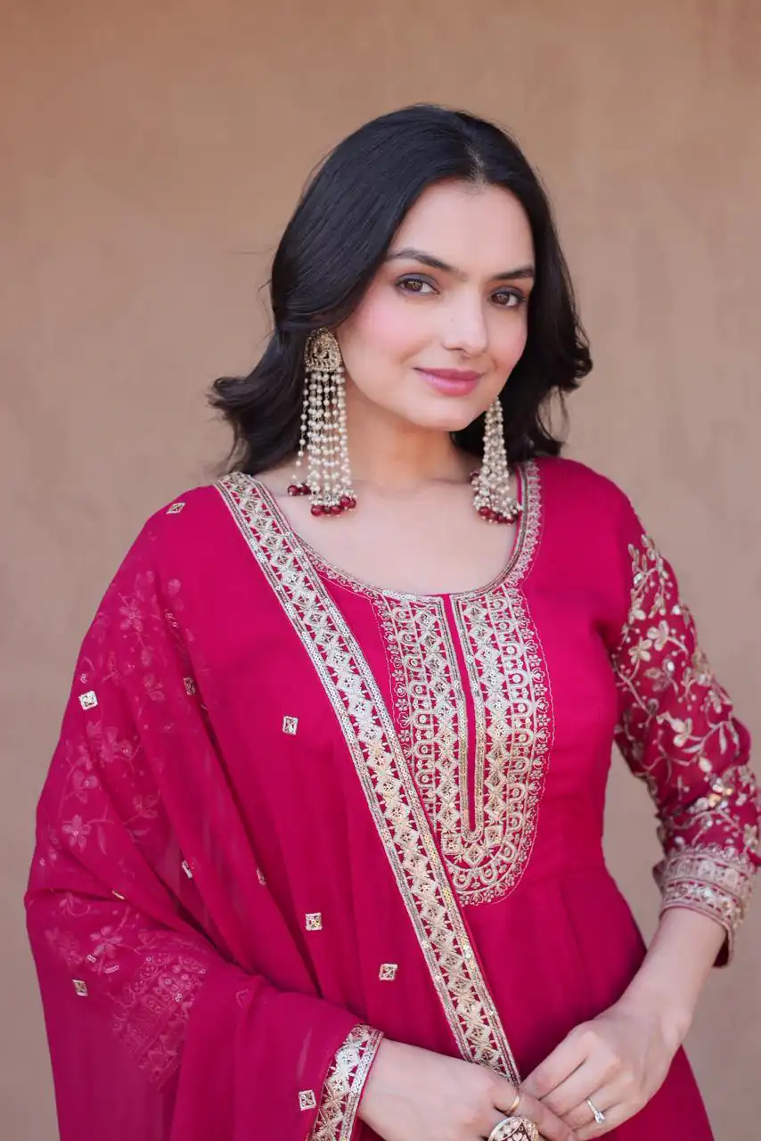 KA 1253 Pink Faux Blooming Gown Perfect for Wedding, Party, Ethnic Day, Mehendi, Eid – . Now at just ₹2399. Delivery 4-6 Working Days. Shop now. | Bollywood Gowns, Creative Gowns, Designer Gowns, Embroidered Gowns, Gowns, Party Wear Gowns