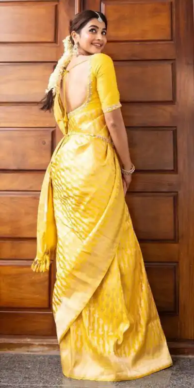 KPR 248 Yellow Soft Lichi Silk Saree with Lace Work & Lace Border. Introductory Price ₹1349. Delivery 4-6 Working Days. Shop now. | Creative Sarees, Bollywood Sarees, Designer Sarees, Embroidered Sarees, Ethnic Saree, Modern Digital sarees, Party Wear Sarees, Sarees