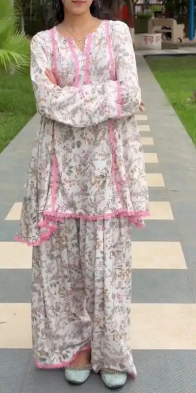 SRK 3180 Pink Natural Crep Lace Work & Digital Print Salwar Suit . Exclusive Offer ₹1949. Delivery 4-6 Working Days. Shop now. | Casual Suits, Jump Suits, Creative suits, Designer Suits, Palazzo Suits, Party Wear Suits, Patiala Suits, Salwar suit, Straight Suits