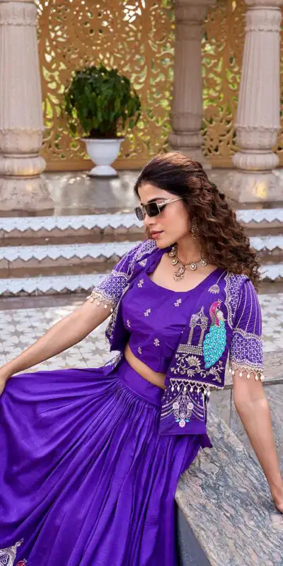 Ram 177 Purple in Color Vichitra Silk Embroidery Work Lehenga Choli . Now at just ₹3049. Delivery 4-6 Working Days. Shop now. | Bollywood Lehenga, Creative Lehenga, Designer Lehenga, Embroidered Lehenga, Lehenga, Party Wear Lehenga