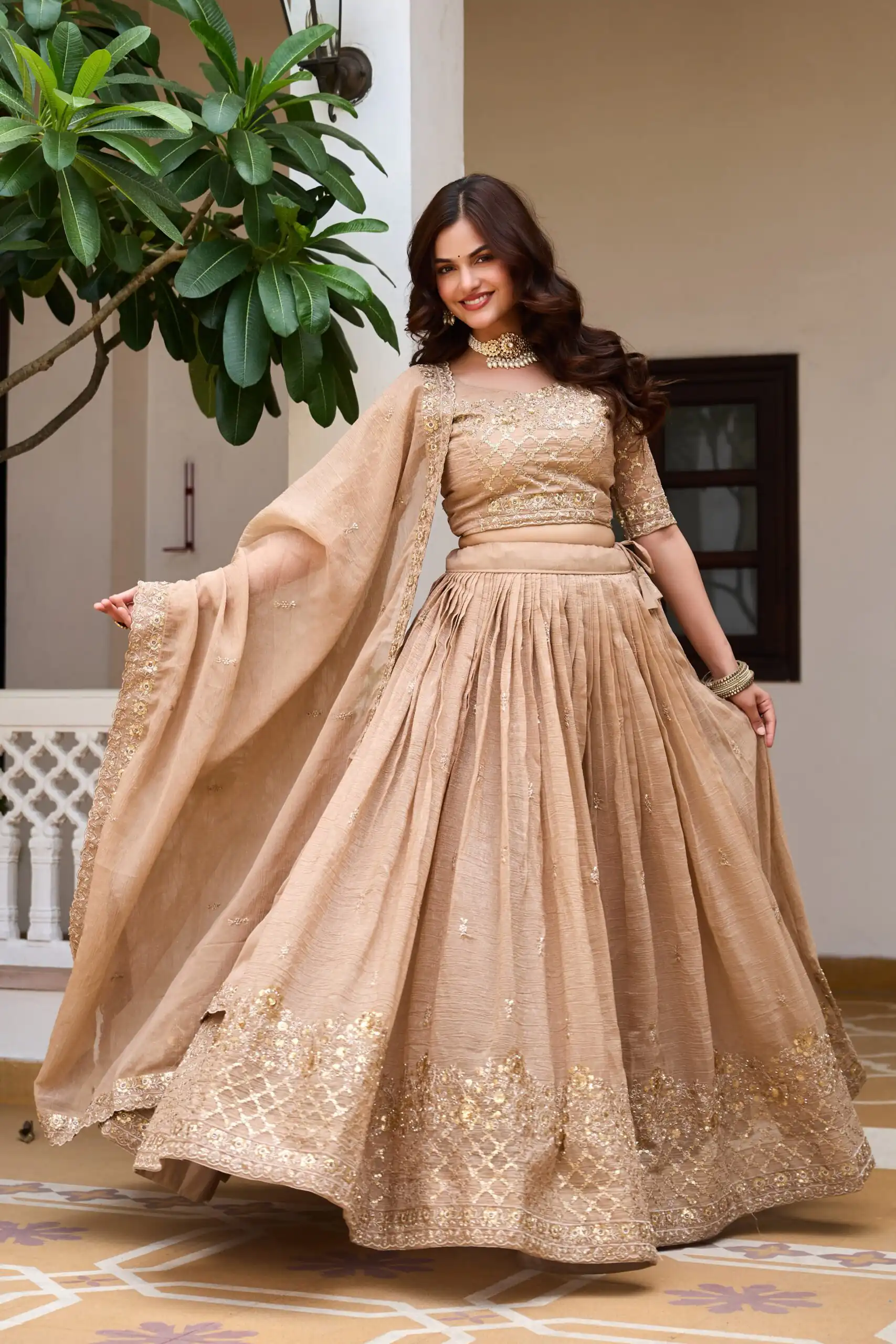 Ram 180 Chiku Pure Crunchy Lehenga Choli Perfect for Wedding, Party, Baisakhi, Pongal, Sangeet – . Now at just ₹2549. Delivery 4-6 Working Days. Shop | Bollywood Lehenga, Creative Lehenga, Designer Lehenga, Embroidered Lehenga, Lehenga, Party Wear Lehenga