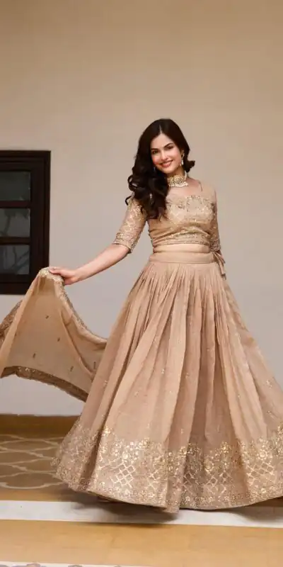 Ram 180 Chiku Pure Crunchy Lehenga Choli Perfect for Wedding, Party, Baisakhi, Pongal, Sangeet – . Now at just ₹2549. Delivery 4-6 Working Days. Shop | Bollywood Lehenga, Creative Lehenga, Designer Lehenga, Embroidered Lehenga, Lehenga, Party Wear Lehenga