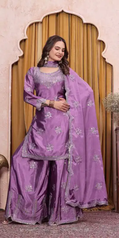 FE 142 Lavender in Chinon Embroidery Work & Sequins Work Salwar Suit . Special Price ₹2149. Delivery 4-6 Working Days. Shop now. | Casual Suits, Jump Suits, Creative suits, Designer Suits, Palazzo Suits, Party Wear Suits, Patiala Suits, Salwar suit, Straight Suits