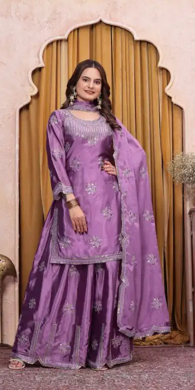 FE 142 Lavender in Chinon Embroidery Work & Sequins Work Salwar Suit . Special Price ₹2149. Delivery 4-6 Working Days. Shop now. | Casual Suits, Jump Suits, Creative suits, Designer Suits, Palazzo Suits, Party Wear Suits, Patiala Suits, Salwar suit, Straight Suits