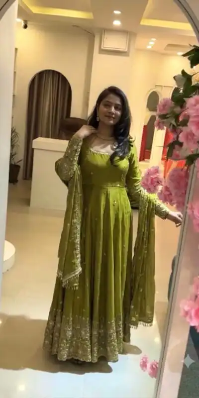 SSR 544 Lime Yellow in Crunchy Silk Embroidery Work & Lace Work Gown . Special Price ₹2399. Delivery 4-6 Working Days. Shop now. | Bollywood Gowns, Creative Gowns, Designer Gowns, Embroidered Gowns, Gowns, Party Wear Gowns