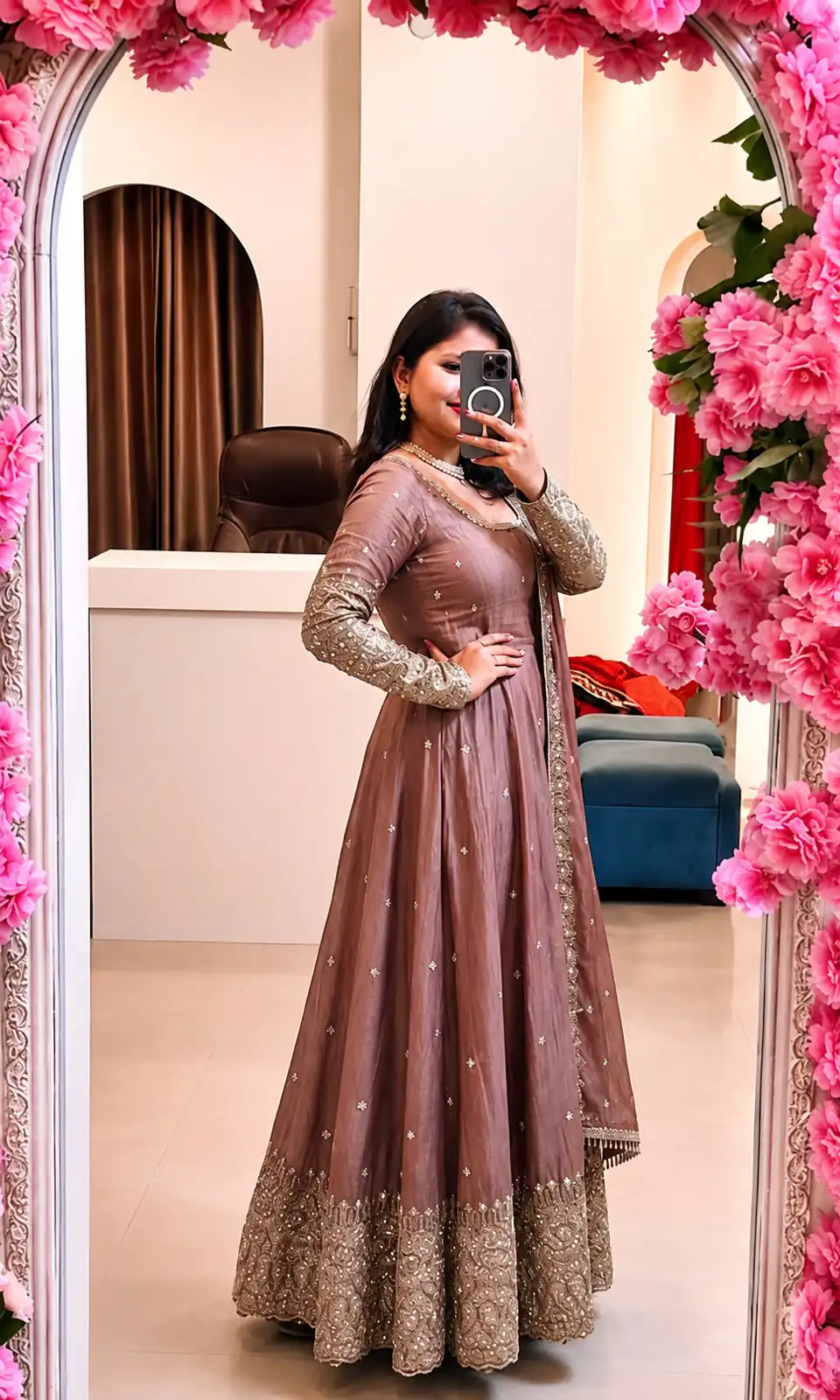 SSR 544 Onion in Crunchy Silk Embroidery Work & Lace Work Gown . Special Price ₹2399. Delivery 4-6 Working Days. Shop now. | Bollywood Gowns, Creative Gowns, Designer Gowns, Embroidered Gowns, Gowns, Party Wear Gowns