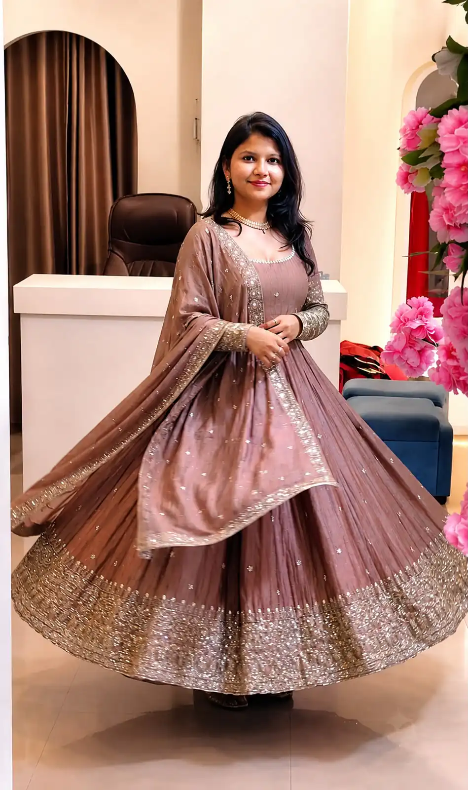 SSR 544 Onion in Crunchy Silk Embroidery Work & Lace Work Gown . Special Price ₹2399. Delivery 4-6 Working Days. Shop now. | Bollywood Gowns, Creative Gowns, Designer Gowns, Embroidered Gowns, Gowns, Party Wear Gowns