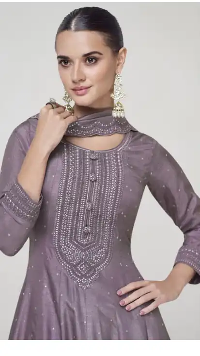 FC 10011 Purple Vichitra Silk Gown Perfect for Wedding, Party, Holi, Anniversary, Mehendi –. Grab it for ₹2649. Delivery 4-6 Working Days. Shop now. | Bollywood Gowns, Creative Gowns, Designer Gowns, Embroidered Gowns, Gowns, Party Wear Gowns