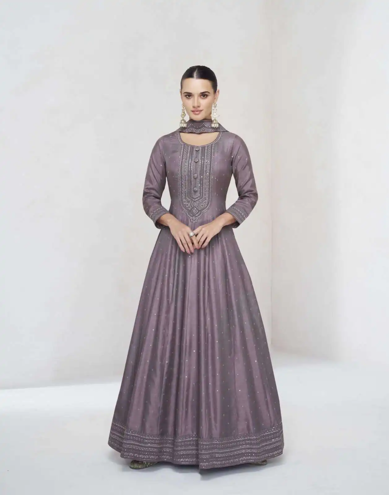 FC 10011 Purple Vichitra Silk Gown Perfect for Wedding, Party, Holi, Anniversary, Mehendi –. Grab it for ₹2649. Delivery 4-6 Working Days. Shop now. | Bollywood Gowns, Creative Gowns, Designer Gowns, Embroidered Gowns, Gowns, Party Wear Gowns