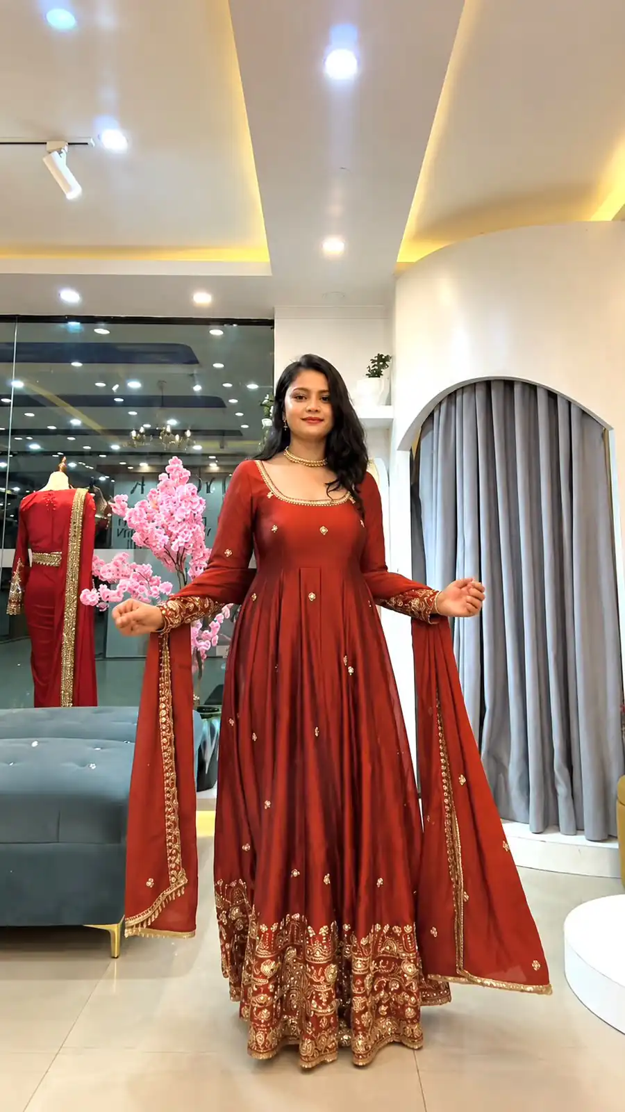 SSR 544 Red Color in Crunchy Silk Embroidery Work & Lace Work Gown . Special Price ₹2399. Delivery 4-6 Working Days. Shop now. | Bollywood Gowns, Creative Gowns, Designer Gowns, Embroidered Gowns, Gowns, Party Wear Gowns
