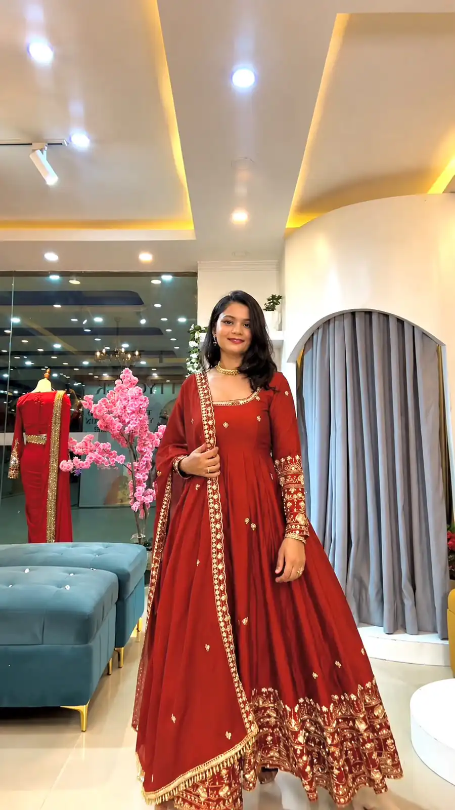 SSR 544 Red Color in Crunchy Silk Embroidery Work & Lace Work Gown . Special Price ₹2399. Delivery 4-6 Working Days. Shop now. | Bollywood Gowns, Creative Gowns, Designer Gowns, Embroidered Gowns, Gowns, Party Wear Gowns